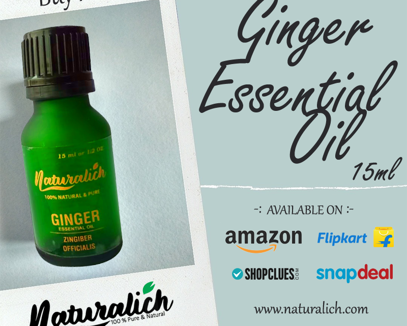Naturalich Ginger Essential Oil 100% Pure, Natural & Undiluted Therapeutic Grade for Hair Growth & Skin Care - 15 ml