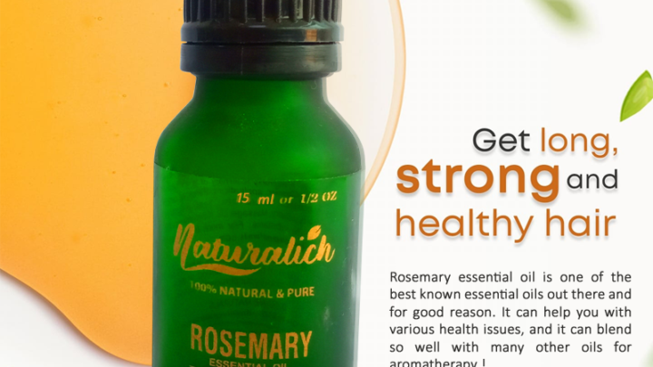 Naturalich Rosemary Essential oil for hair growth, Skin, Therapeutic Grade and Diffuser Aroma 15ml