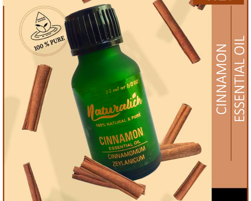 Naturalich 100% Pure & Natural Cinnamon Essential Oil For Hair, Skin, Face & Body Care - 15 ML