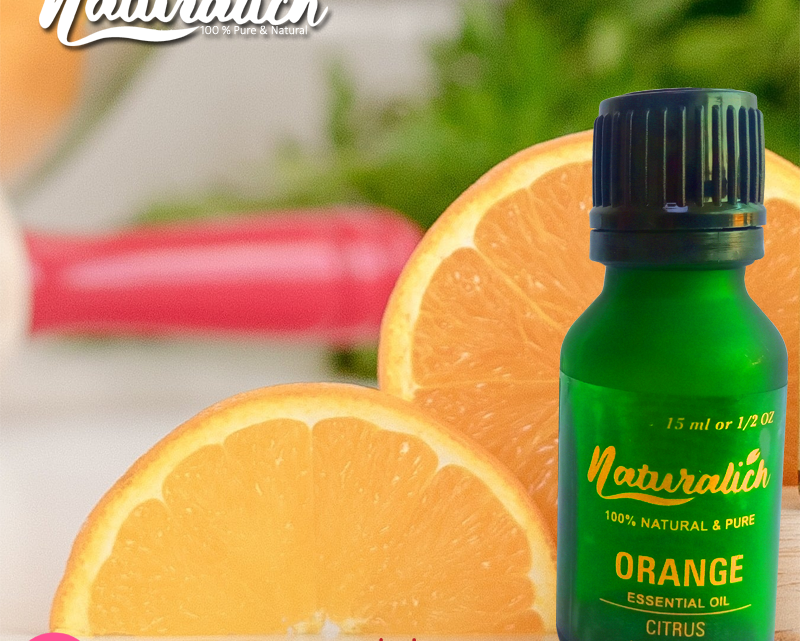 Naturalich Orange Essential Oil for Face, Skin, Aroma, Diffuser Steam Distillation 15ml