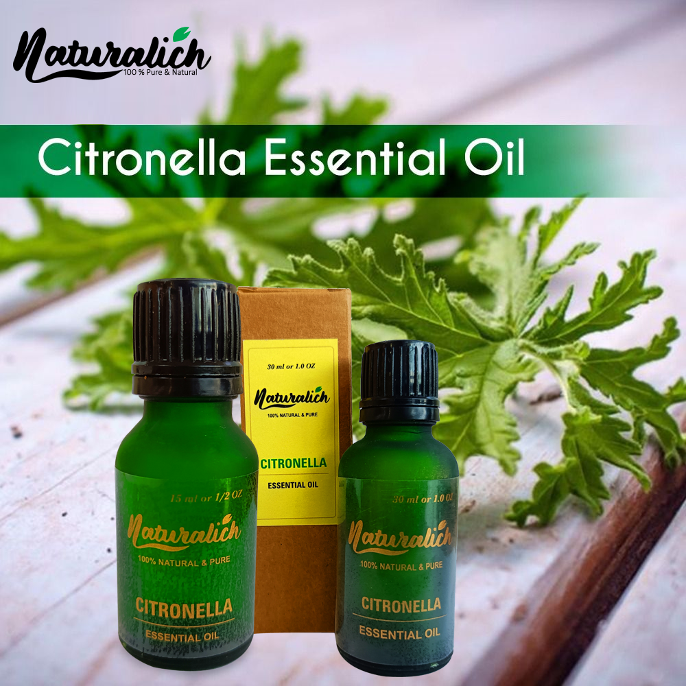 Naturalich Citronella Essential Oil - 30 ML | Citronella Essential Oil, 100% Natural, Pure & Undiluted, 15ml, Best For Hair & Skin, Diffuser & Refreshing Aroma