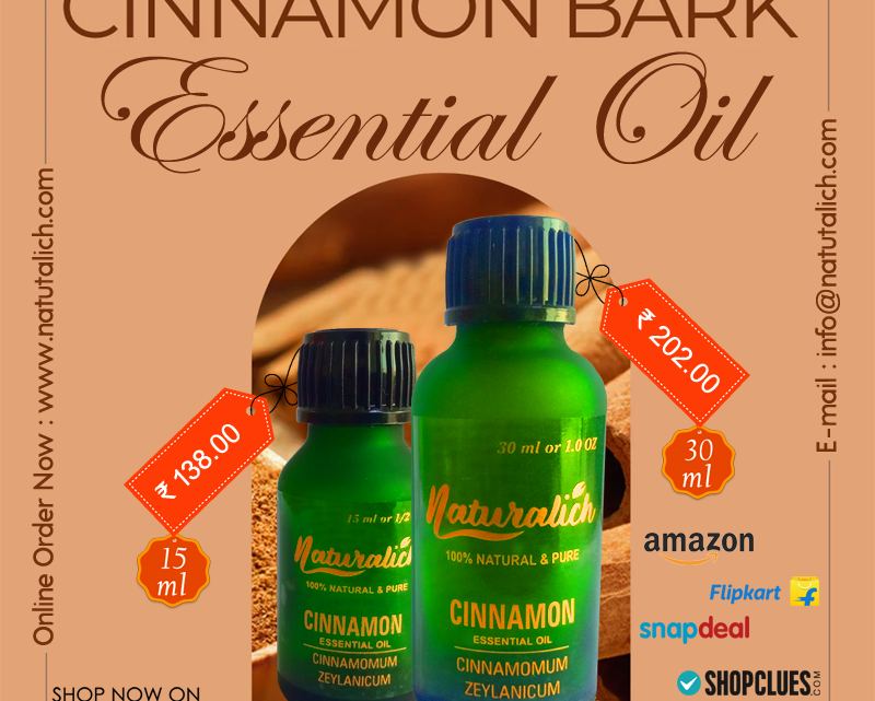 Cinnamon Essential Oil 30 ML, 100 % Pure & Natural Cinnamon Essential Oil 15 ML, Cinnamon Pure and Natural Essential Oil 30 ML, Naturalich Cinnamon Essential Oil Steam Distilled 15 ML
