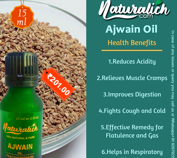 Naturalich Ajwain Seed Oil 15 ML, Online Order Now Naturalich Ajwain Seed Oil 15 ML