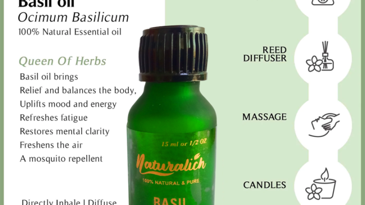 Buy Now Basil Essential Oil 15 ML, Naturalich Basil Essential Oil Steam Distilled 30 ML